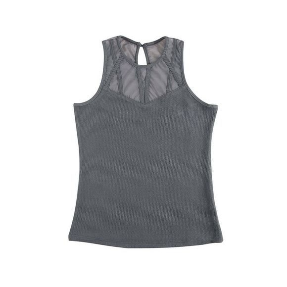 Azura Exchange  Gray Strappy Mesh Splicing Ribbed Tank Top - Picture 13 of 14